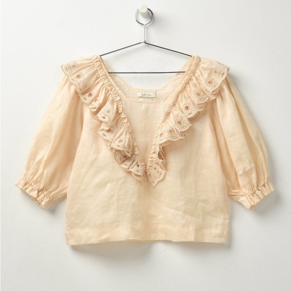 Innika Choo Anite Eayte Frille Blouse in cream Tan O/S - Picture 1 of 7